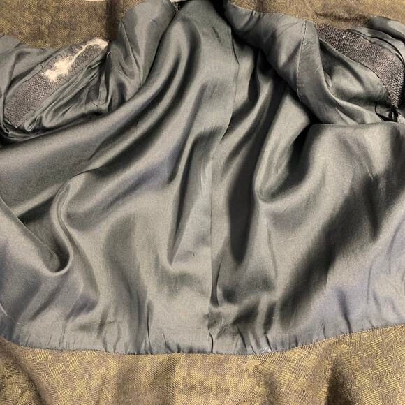 OKW Size XS Green Wool Button Down Houndstooth Mini Skirt Suit - Picture 11 of 12